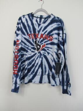 NWT NFL XXL Tommy Hilfiger Navy White Houston Texans Tie Dye Pullover Sweatshirt